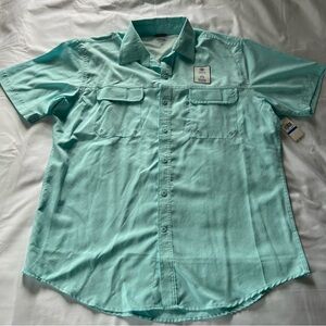 Izod Saltwater Performance Tech Blue Button Up‎ Shirt Men’s X-Large Casual